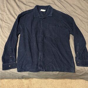 Topman Dark Blue Corduroy Shirt Jacket
